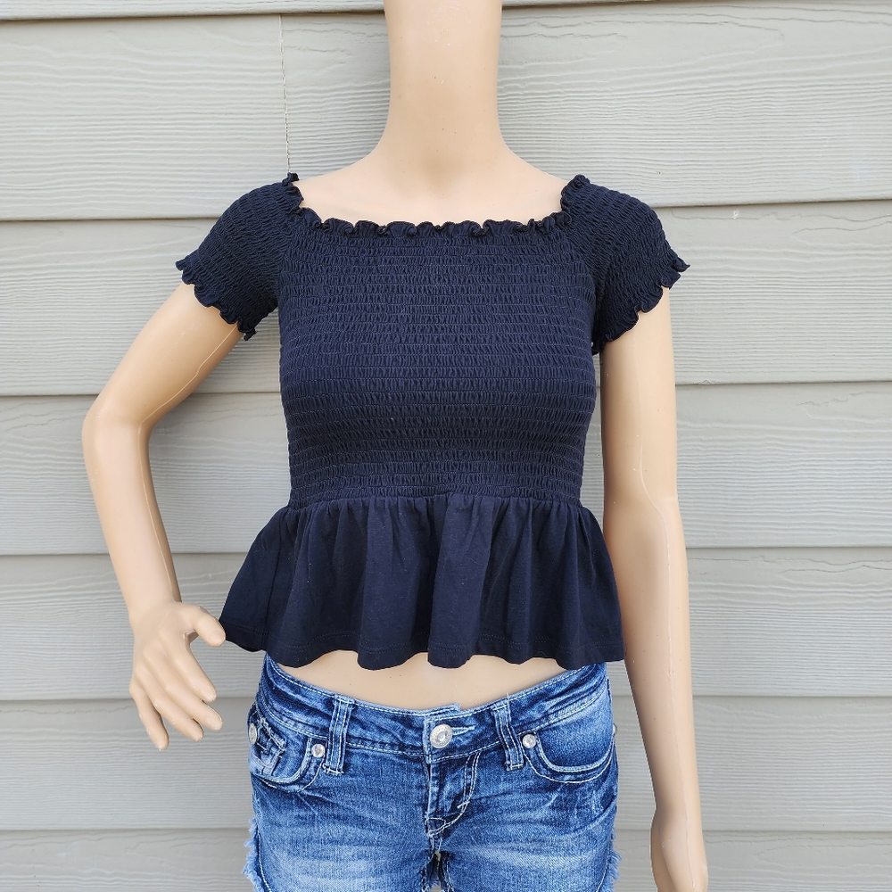 AMERICAN EAGLE | Black Square Neck Crop Top